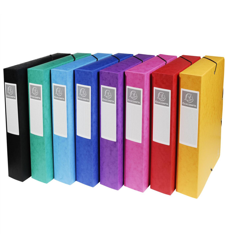 Boite de classement Exabox Dos 60mm Carte lustrée - A4 - Coloris Aléatoire