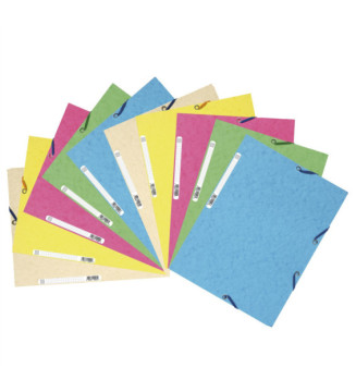 Pack 10 Chemises 3 rabats à élastiques CL 400g - A4 - Couleurs assorties pastels