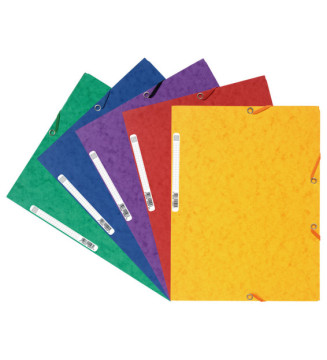 Chemise 3 rabats à élastiques carte lustrée 400g/m² A4 Coloris aléatoire