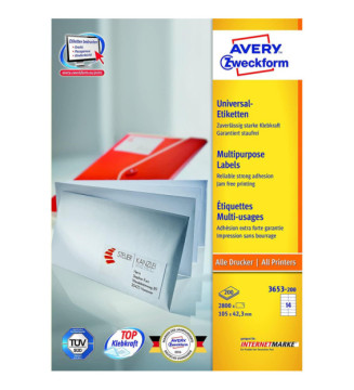 Boîte 2800 Etiquettes universelles 105 x 42,3 mm blanc