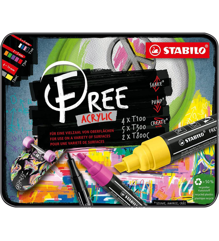 Boîte métal Kit de création de 11 marqueurs  FREE acrylic pointes mixtes