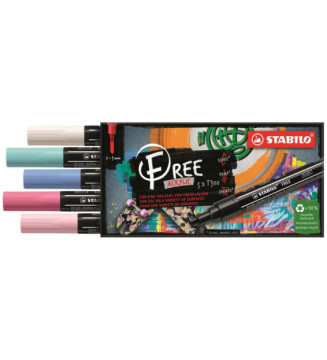 Etui carton 5 marqueurs pointe moyenne  FREE acrylic T300 Set 1 Candy