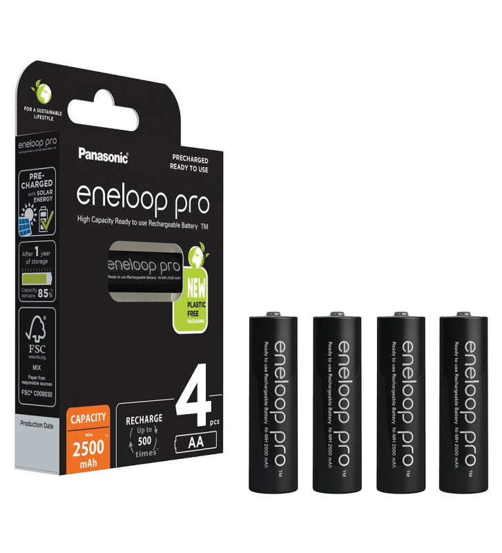 Eneloop Pro Pack 4 Piles Rechargeables Mignon 2500mAh AA Ni-MH 1,2V