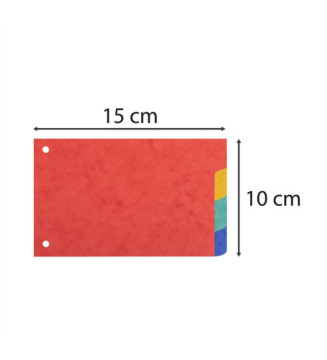 Intercalaires pour fiches bristol carte lustrée 225g 4 positions - 100x150mm - Couleurs assorties