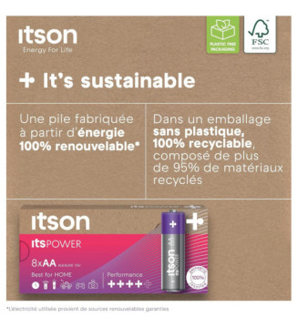 Pack de 8 Piles Alcalines LR6/AA 1,5V ItsPOWER