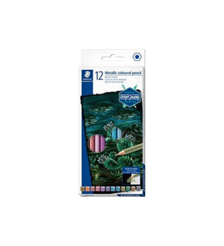Crayon de couleur métallisé, étui carton de 12