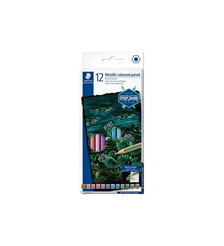 Crayon de couleur métallisé, étui carton de 12