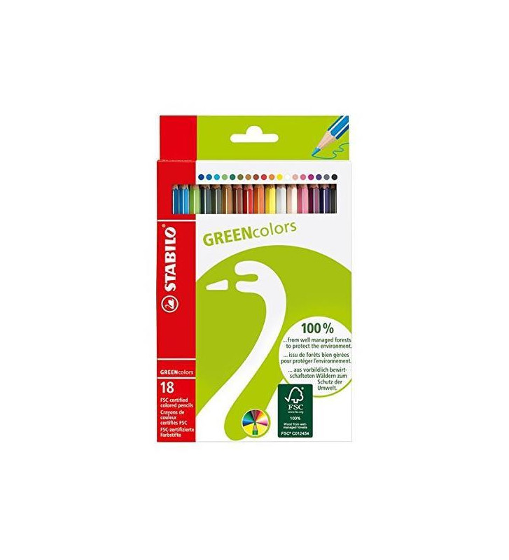 Étui 18 crayons de couleur GREENcolors Recyclés Assortis