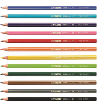 Étui carton de 12 crayons de couleur GREENcolors couleurs assorties