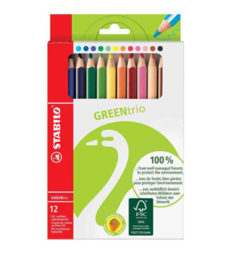 Etui de 12 Crayons de couleur GREENtrio épais mine 4,2 mm Assortis