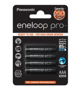 Blister de 4 Piles Rechargeables eneloop pro AAA (Micro)/HR03 930 mAh 1,2V