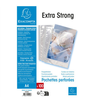 Etui de 100 pochettes perforées polypropylène lisse 9/100e - A4