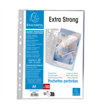 Etui de 100 pochettes perforées polypropylène lisse 9/100e - A4