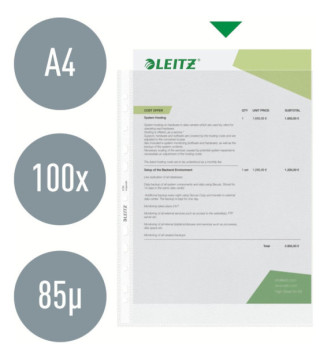 Boite de 100 pochettes perforées A4 PP 0,09 mm Grainée