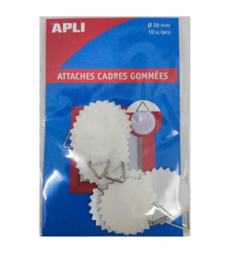 Sachet de 10 Attaches Cadres Gommées Diam 30mm 500g pour Photos Tableaux