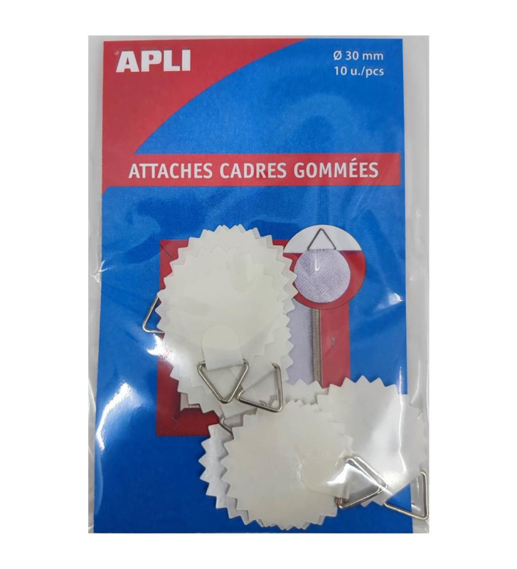 Sachet de 10 Attaches Cadres Gommées Diam 30mm 500g pour Photos Tableaux