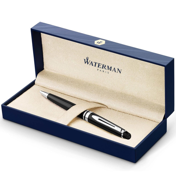 Stylo à bille Expert Twist Pointe Moyenne Laqué Noir Attribut Chrome