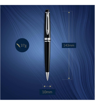 Stylo à bille Expert Twist Pointe Moyenne Laqué Noir Attribut Chrome