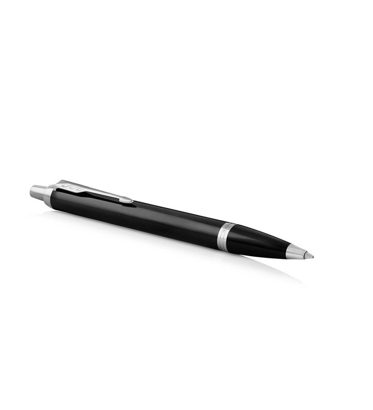 Stylo Bille IM Pte Moyenne Corps Laqué Noir Attributs Chrome Encre Bleue