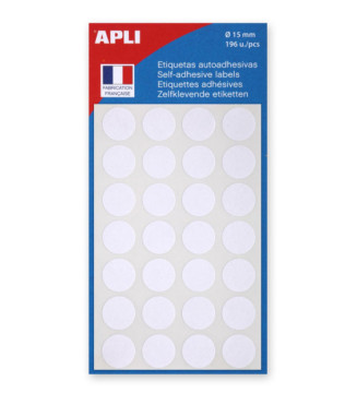 Sachet de 196 Pastilles de signalisation rondes Gommettes 15 mm Blanc
