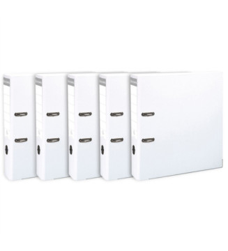 Lot de 5 classeurs à levier Prem'Touch en polypropylène - dos 80mm - A4 - Blanc
