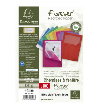 Paquet de 100 chemises à fenetre Forever - 22x31cm - Bleu clair