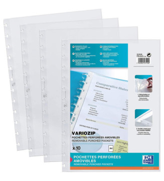 Lot de 10 pochettes amovibles polypro pour protège documents Vario Zip