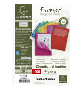Paquet de 100 chemises à fenetre Forever - 22x31cm - Fuchsia