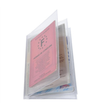 Etui de protection multi-cartes 4 volets PVC lisse 20/100e - Cristal