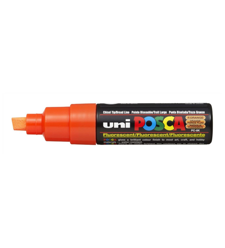 Marqueur pointe large biseautée pc8k 8mm orange fluo