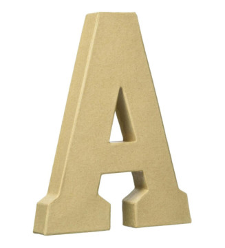 support en papier brun mâché 20 cm, Lettre majuscule A