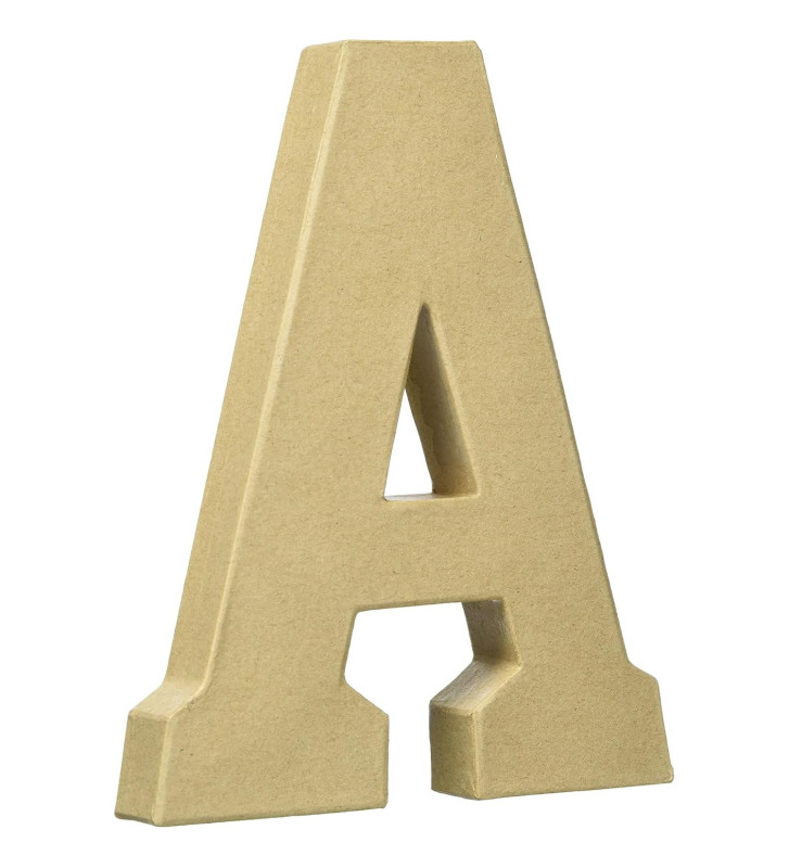 support en papier brun mâché 20 cm, Lettre majuscule A