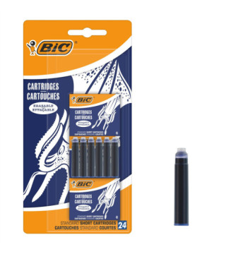 Blister 24 Cartouches Stylo à plume encre bleue INTERNATIONALE COURTE
