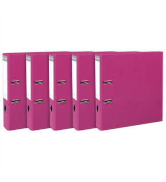 Lot de 5 classeurs à levier PP dos 80mm Prem'Touch Framboise
