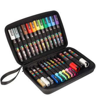 Mallette Tissu avec Zip 24 Marqueurs Posca Assortis