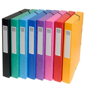 Boite de classement Exabox Dos 25mm Carte lustrée  A4 Coloris Aléatoire