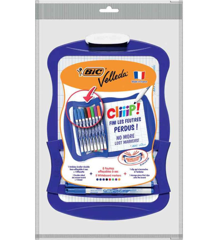 Kit ardoise blanche Velleda+8 marqueurs 1721 & effacette