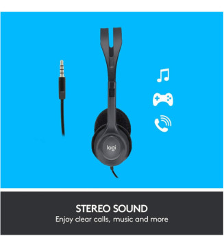 Casque Filaire H111 Stéréo avec Micro Anti-Parasite, Jack Audio 3,5mm