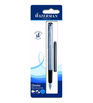 Blister stylo plume GRADUATE chromé+1 cartouche longue bleue