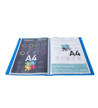 Protège-documents en polypropylène souple OPAK 20 vues - A4 - Bleu clair