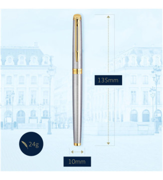 Stylo plume - Hemisphere - Acier inoxydable - Plume fine - Attributs dorés