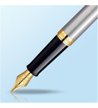 Stylo plume - Hemisphere - Acier inoxydable - Plume fine - Attributs dorés