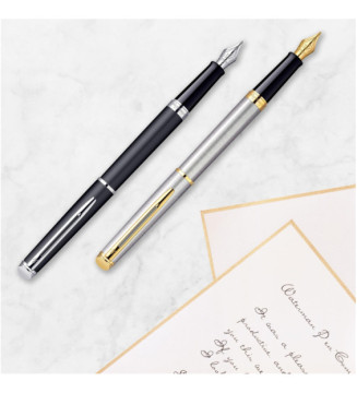 Stylo plume - Hemisphere - Acier inoxydable - Plume fine - Attributs dorés