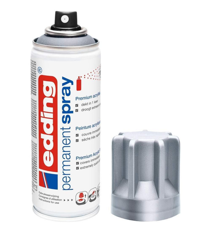 Spray Peinture Permanente 200ml argent, pour extérieur et intérieur
