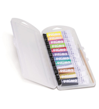 Boîte de 12 Tubes 12ml Gouache 12 couleurs: 4 couleurs fluos et 8 Métalliques