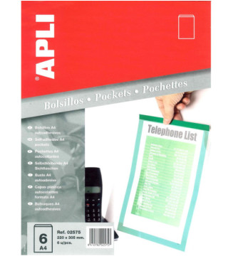Sachet de 6 pochettes adhésives  220 x 305 mm