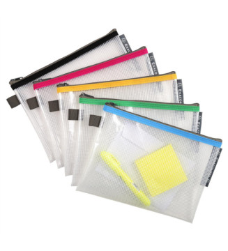 Pochette à fermeture éclair en plastique souple A5 - Couleur Aléatoire