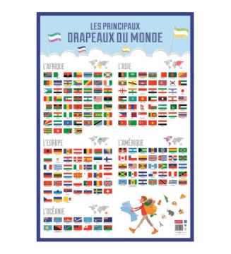 Poster pédagogique Drapeaux du Monde 52 x 76 cm