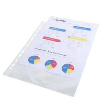 Sachet de 100 pochettes perforées polypropylène lisse 6/100e A4 Cristal