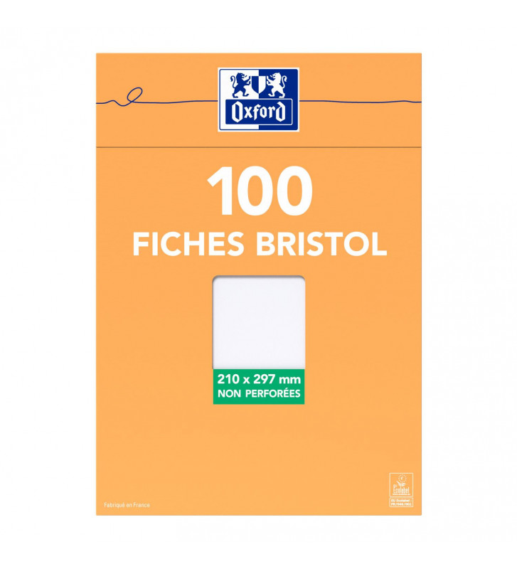 OXFORD Étui de 100 fiches bristol 210 g A4 Blanc uni non perforées - Tout  Le Scolaire